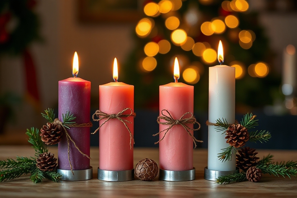 glowing advent candles atmosphere