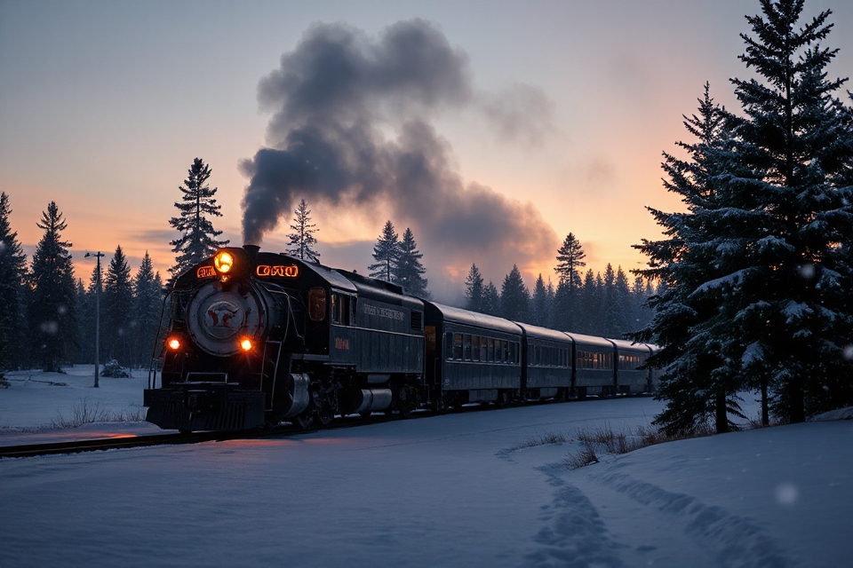 glowing polar express train
