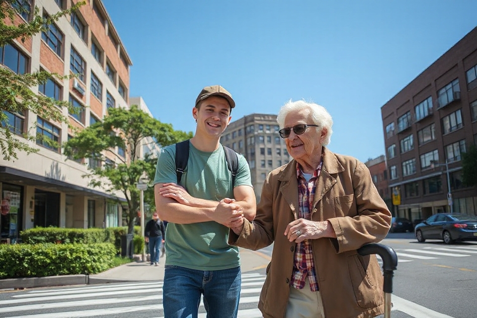 good samaritan aiding elderly
