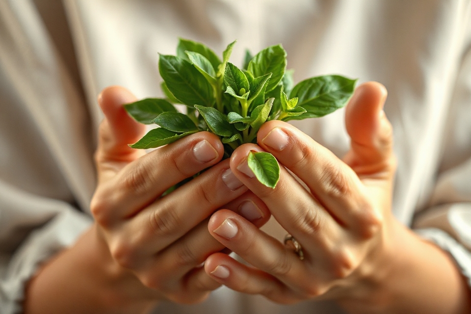 hands holding small plant