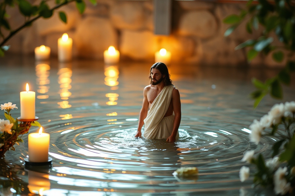 jesus baptism candlelight photo