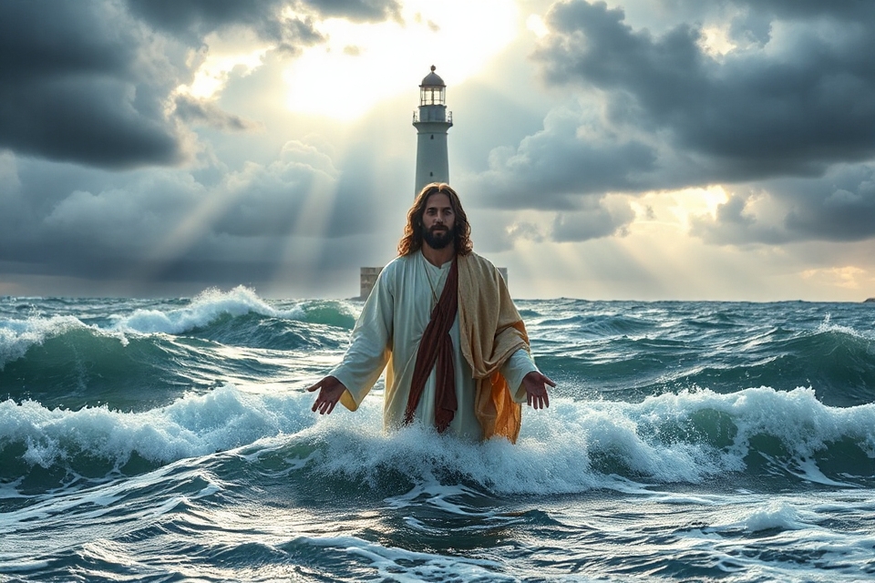 jesus calms storm lighthouse