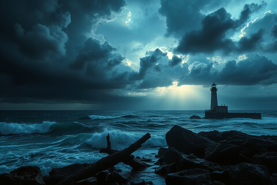 jesus calms storm lighthouse