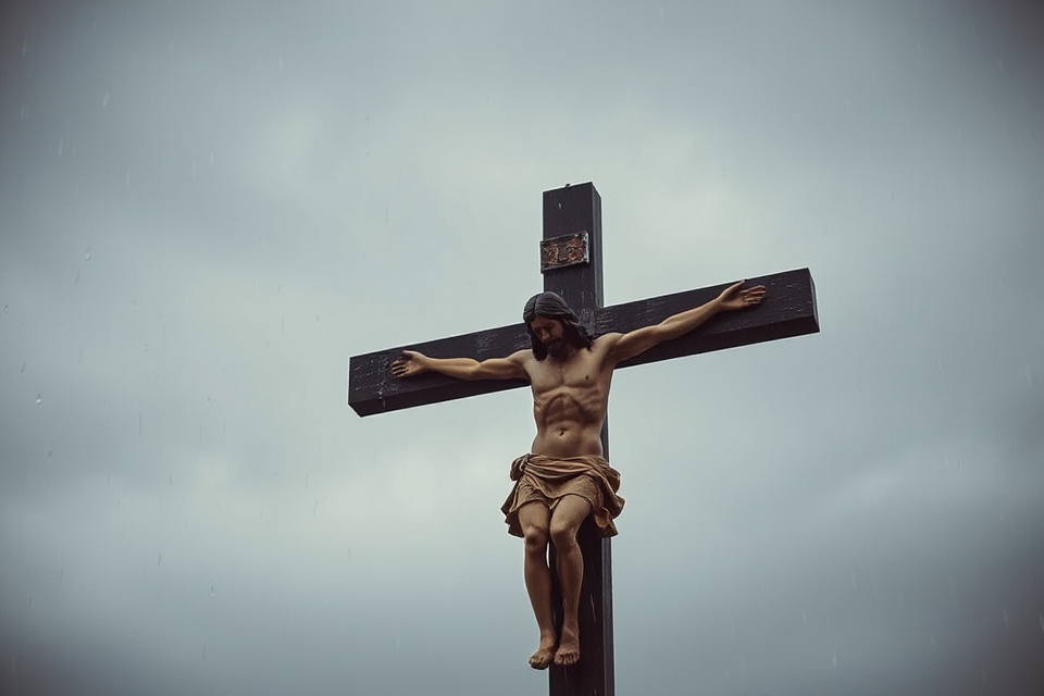 jesus cross rain photo