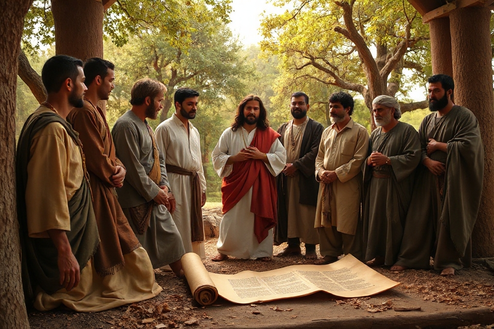 jesus disciples vintage scroll