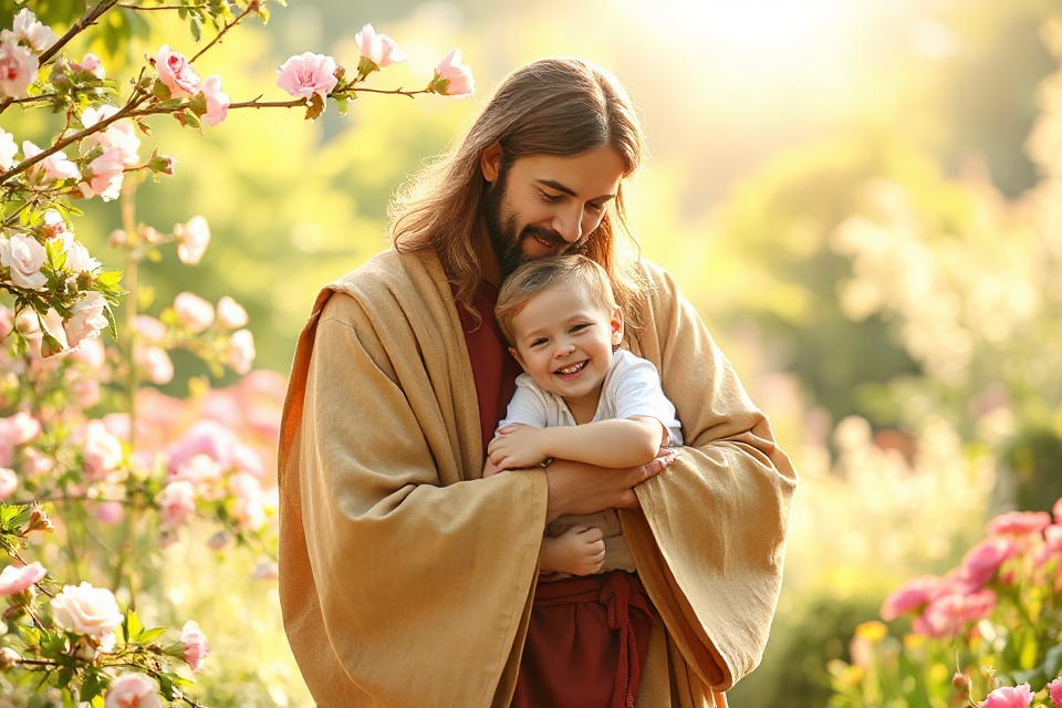 jesus embracing a child