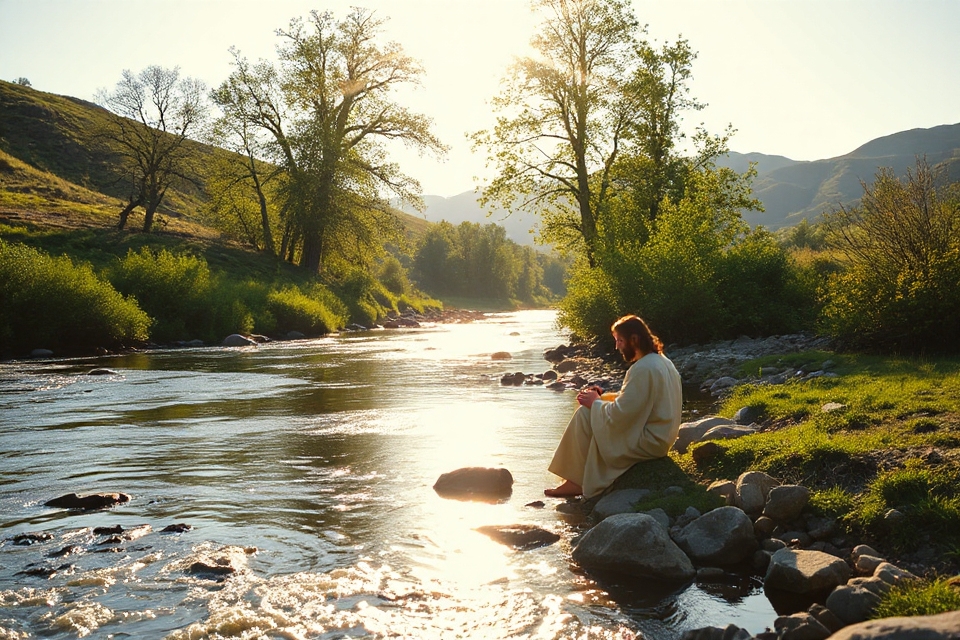 jesus healing by riverbank
