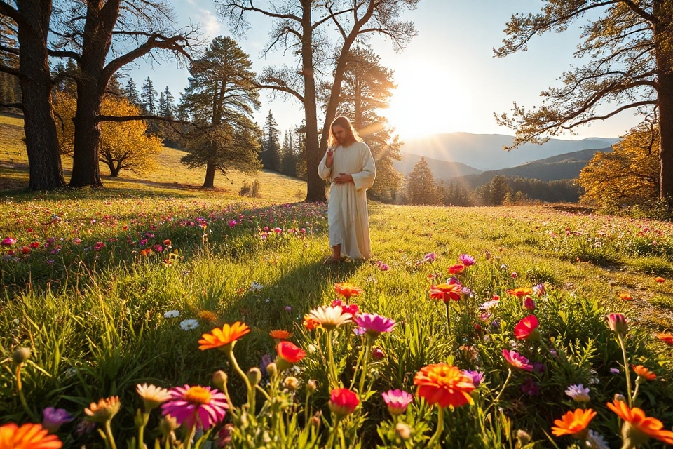 jesus healing in meadow