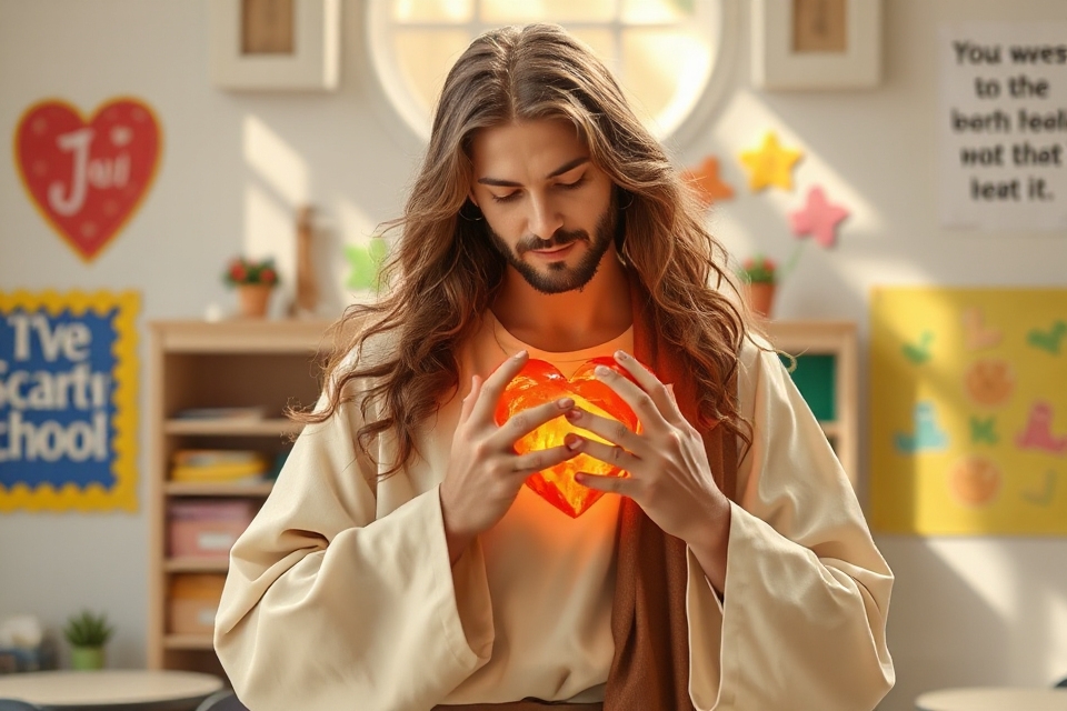jesus holding heart image