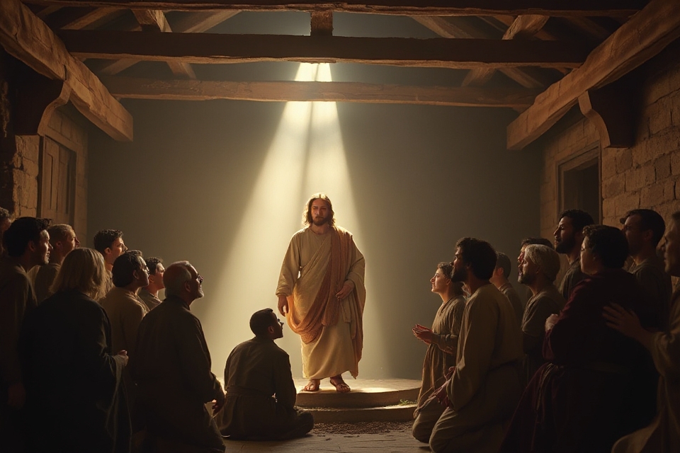 jesus in dim room
