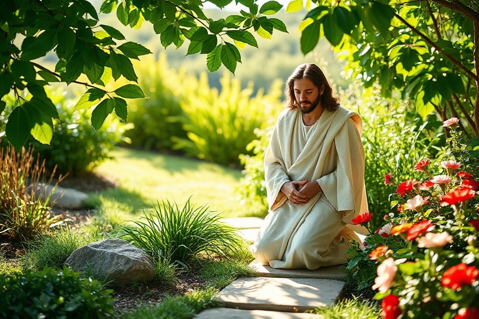 jesus in serene garden