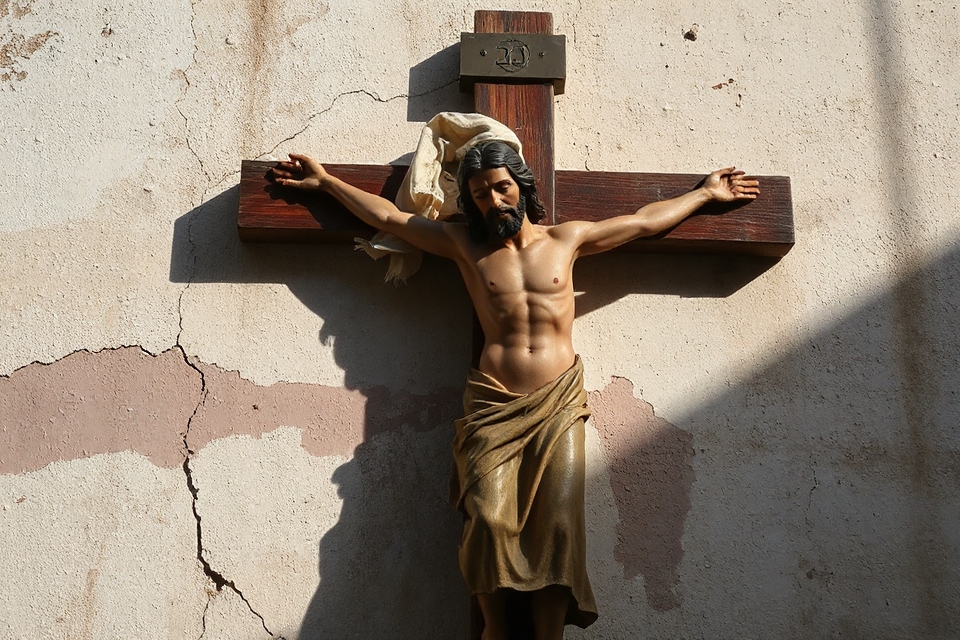 jesus on weathered wall