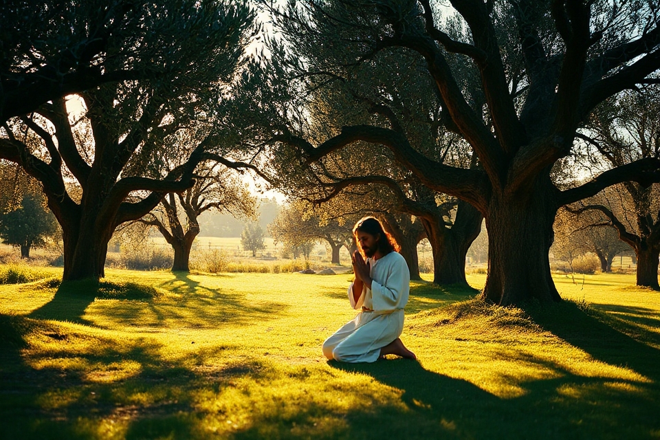 jesus praying olive tree