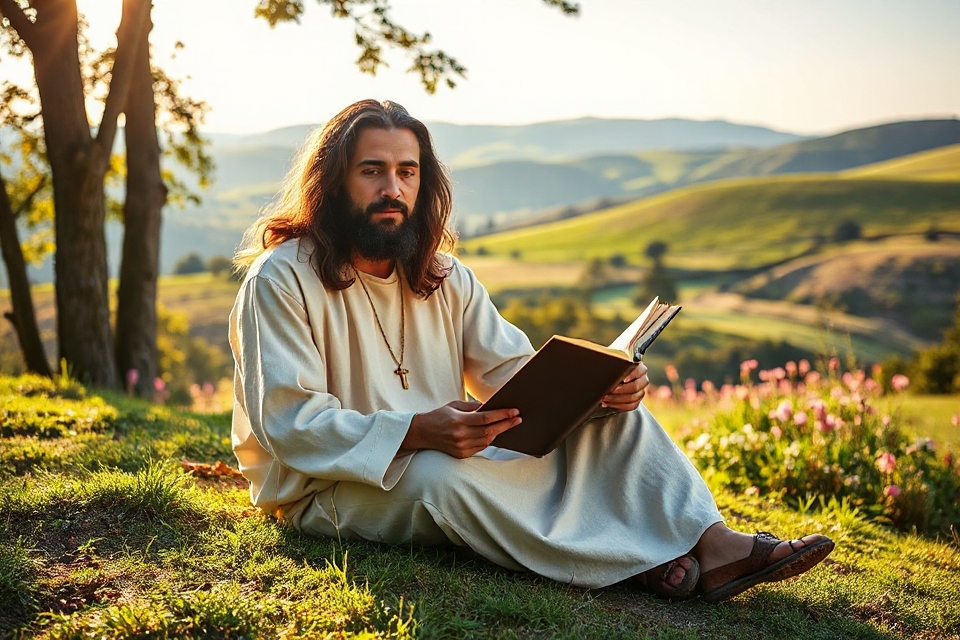 jesus reading a book
