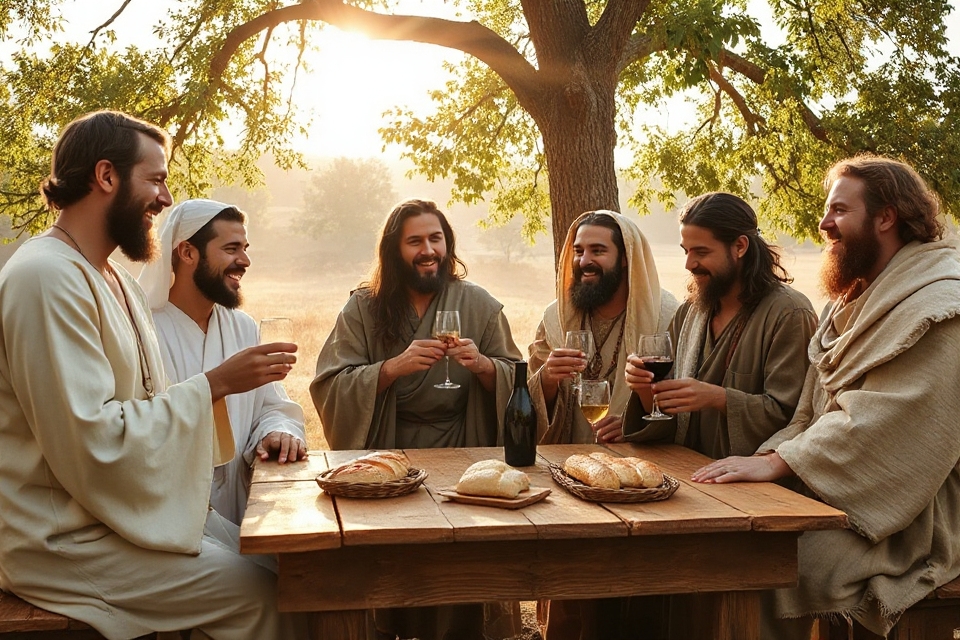 jesus shares bread disciples