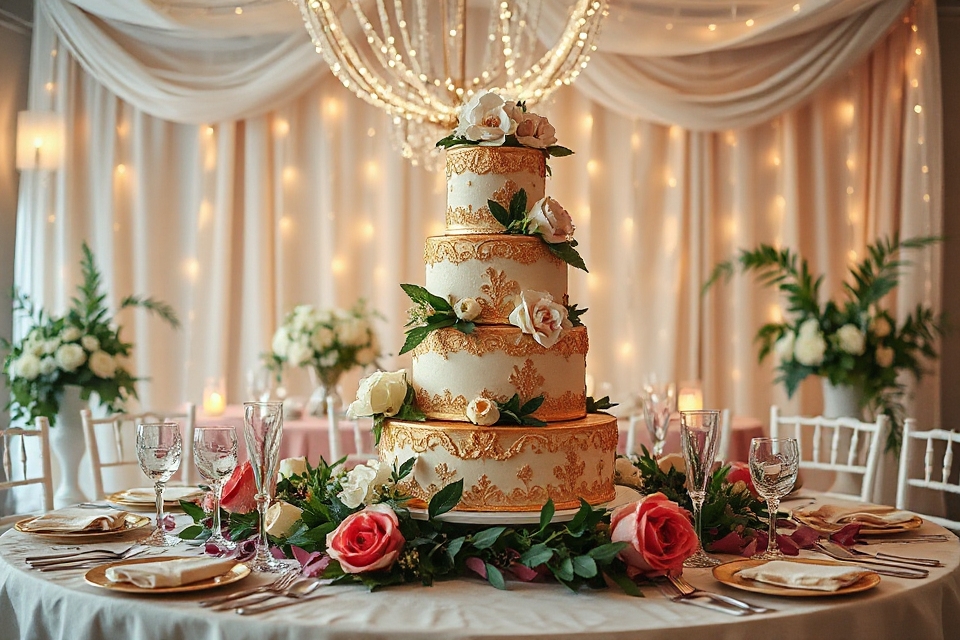 lavish wedding cake display