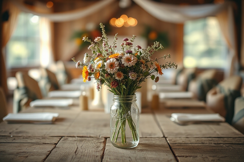 mason jar wedding bouquet