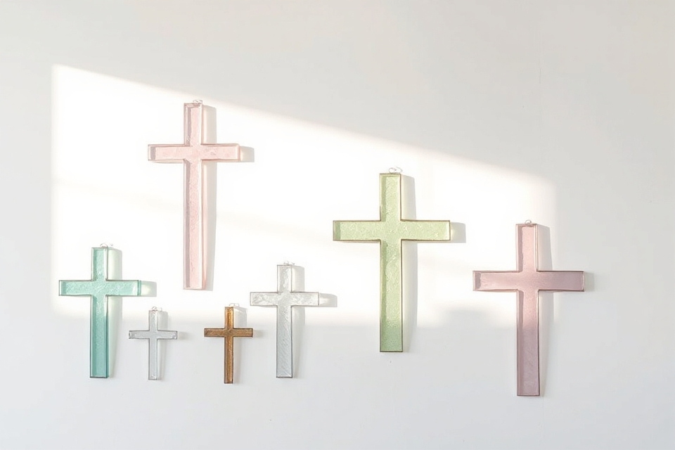 minimalist stained glass crosses