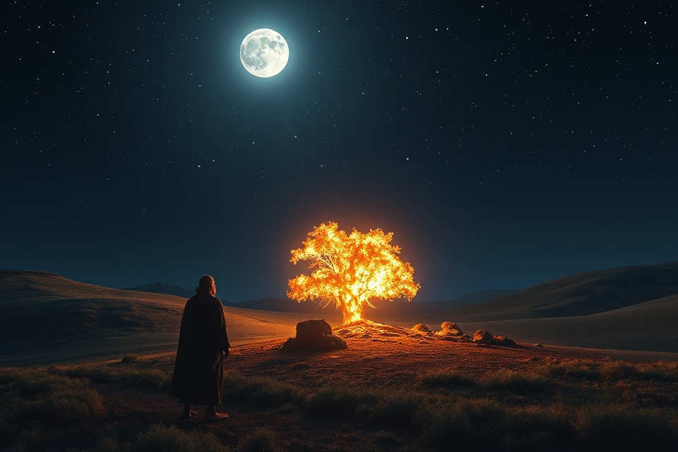 moses burning bush night