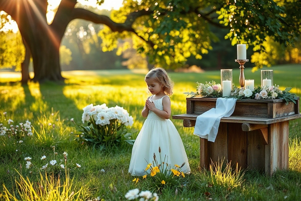 nature inspired first communion photo