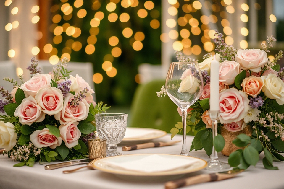 pastel floral wedding feast