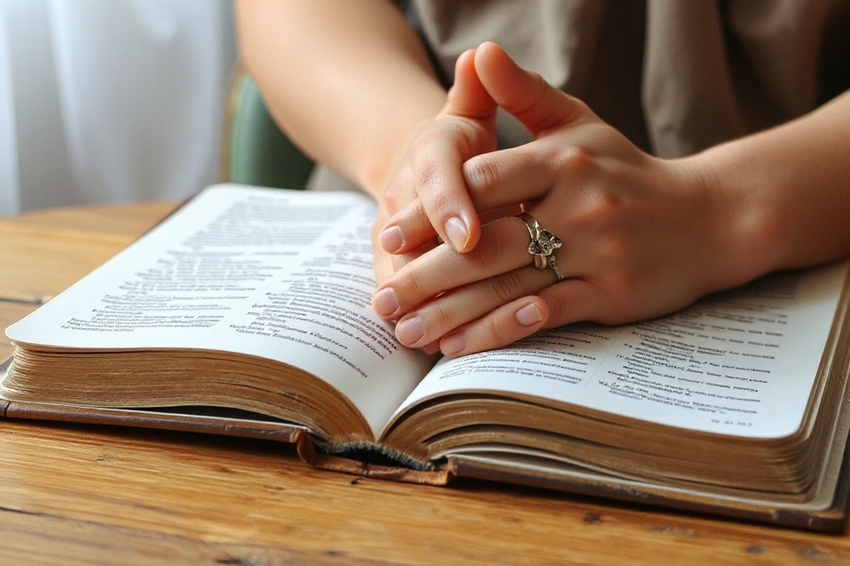 praying hands with book