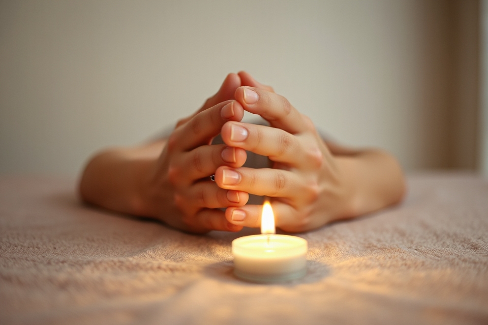 praying hands with candle