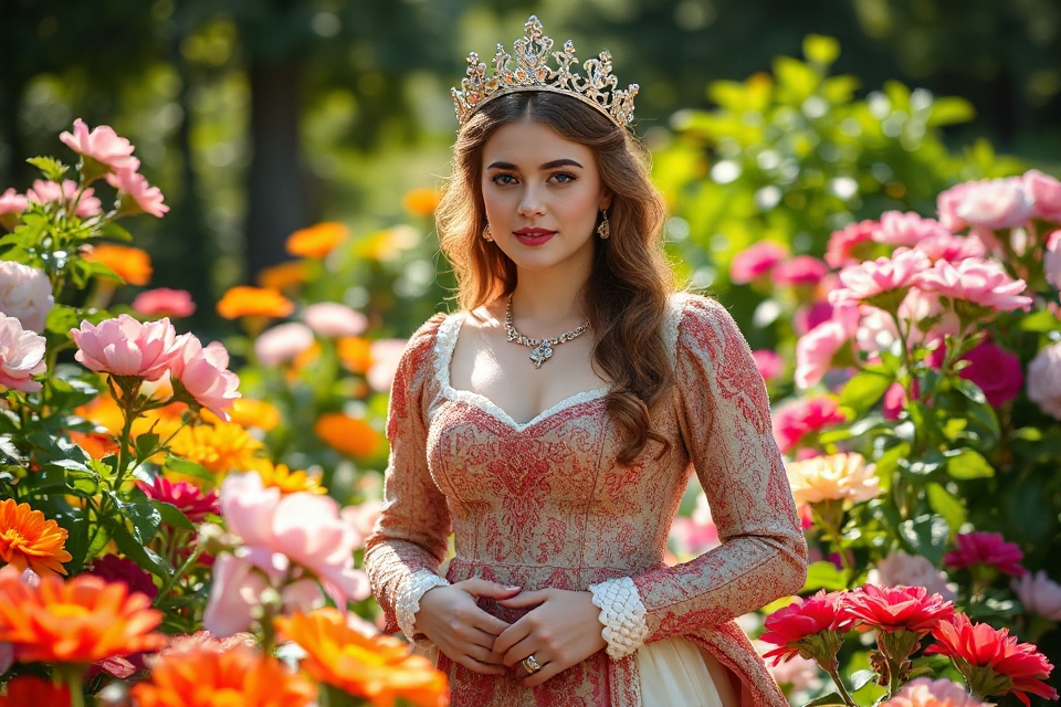 queen esther floral portrait