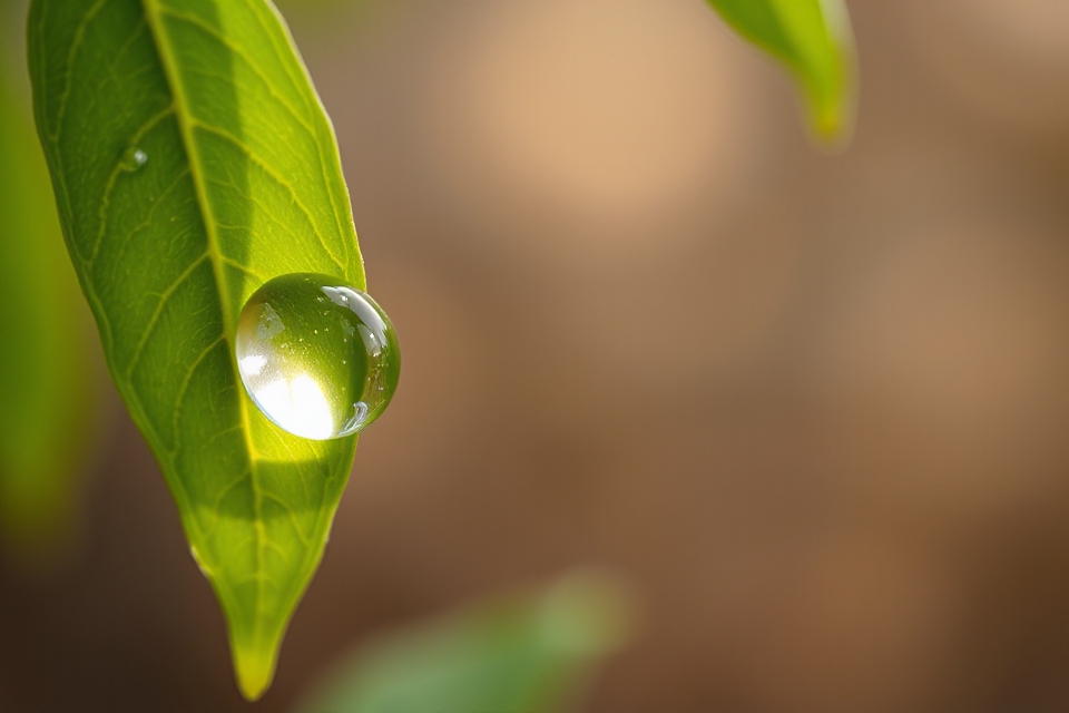 raindrop on green leaf