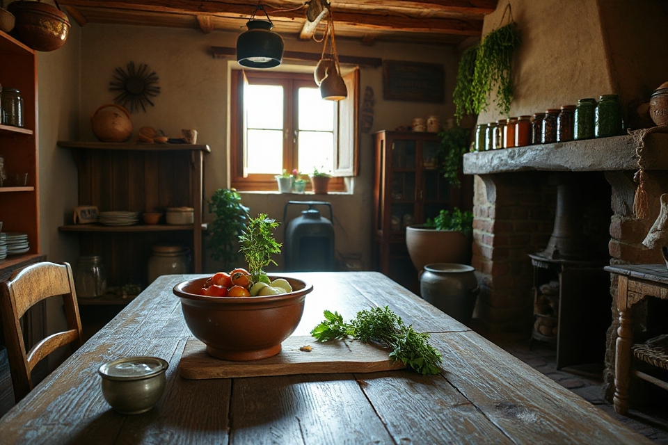 rustic kitchen stock photo