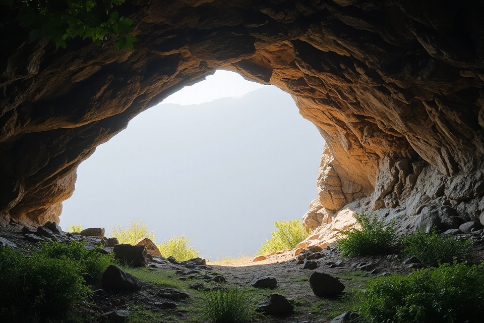 serene cave entrance photo