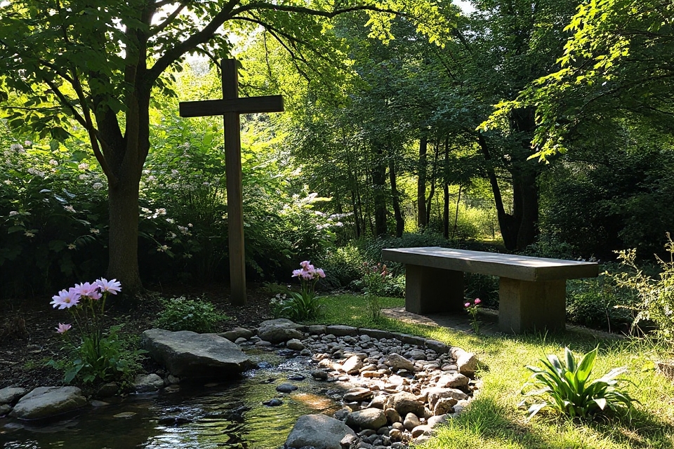 serene garden stock photo