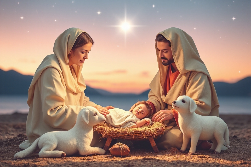 serene pastel nativity scene