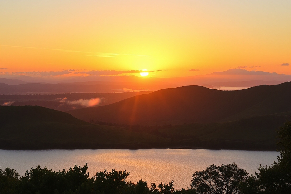 serene sunrise landscape photo