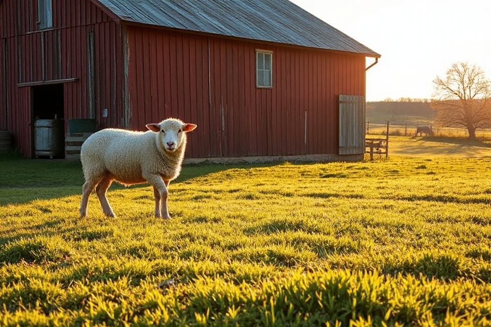 sheep in weathered barn