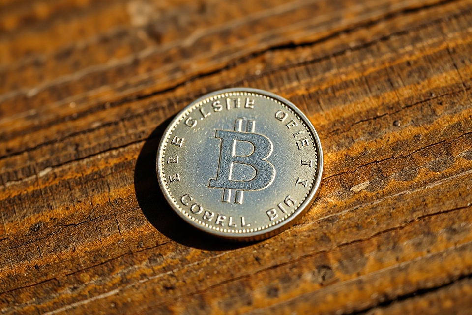 single coin on wood