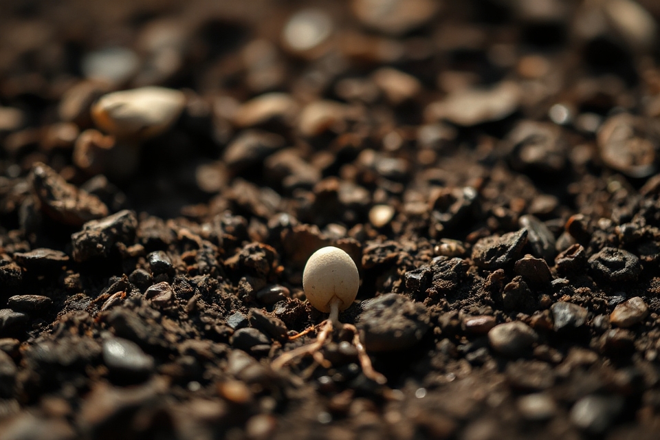 single seed in soil