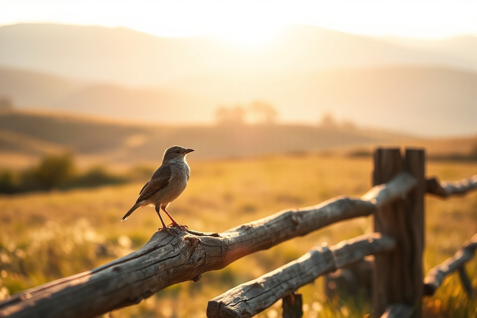 solitary bird on fence