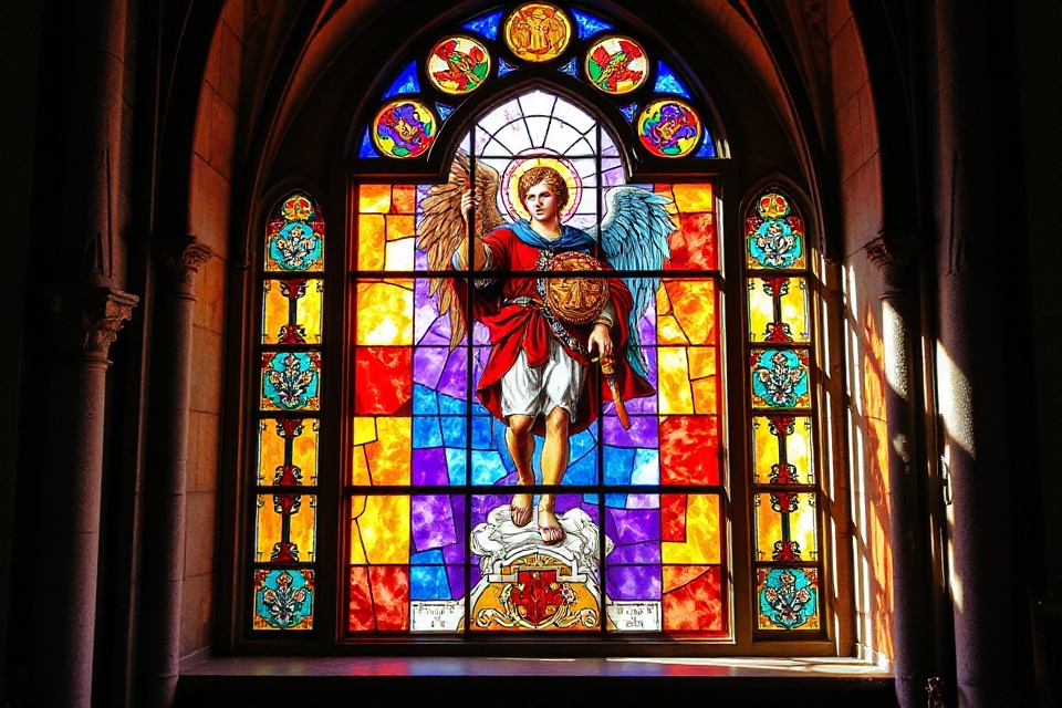 st michael stained glass window