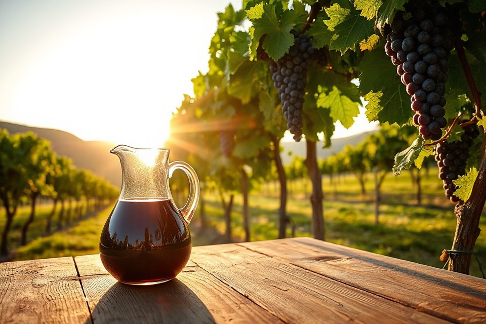 sunlit vineyard water wine