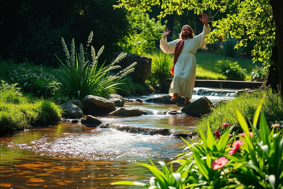 tranquil stream in garden