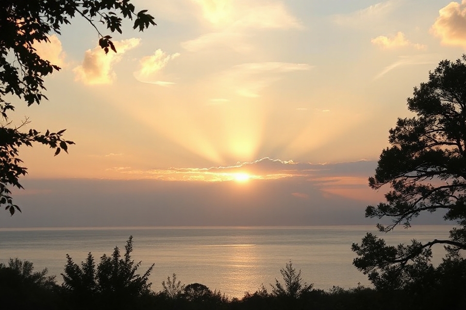 tranquil sunrise stock photo