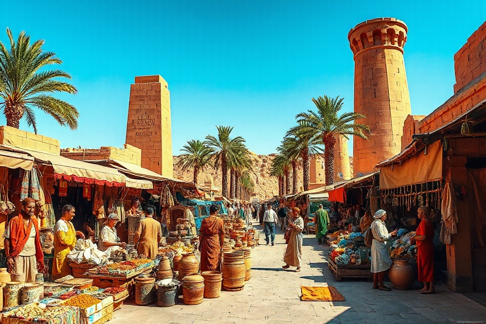 vibrant ancient egyptian marketplace