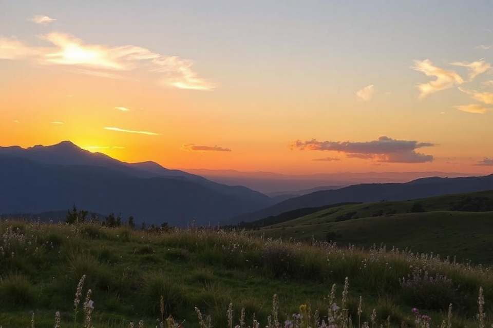 vibrant horizon with mountain