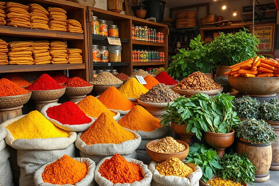 vibrant spices market stall