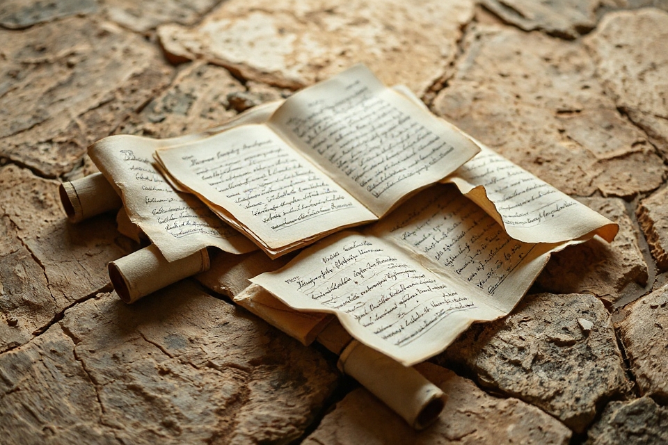 vintage scrolls on stone