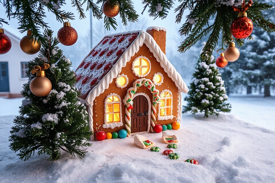 whimsical gingerbread house photo