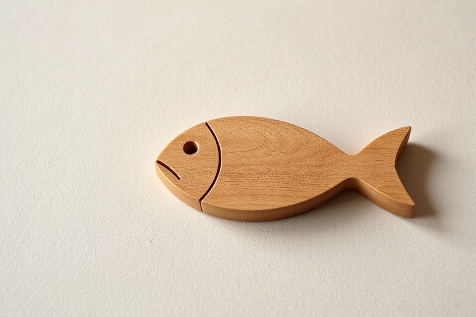 wooden christian fish symbol