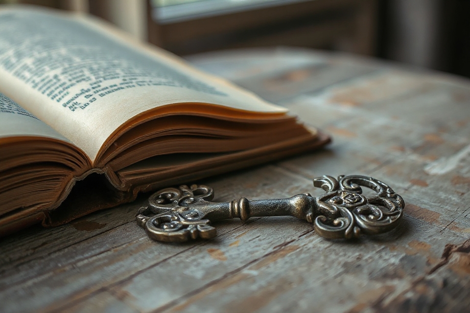 worn book with key