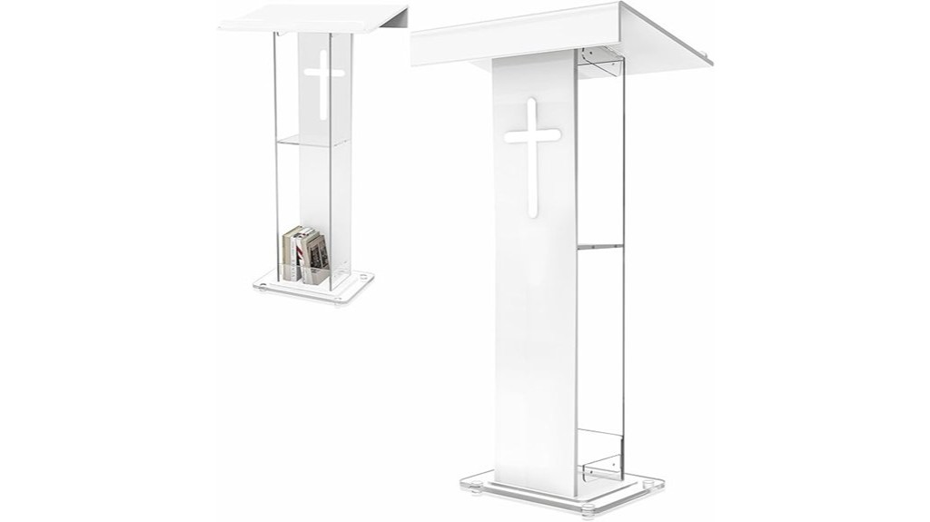 acrylic lectern with shelves